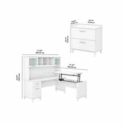 Bush Furniture Somerset 72"W 3-Position Sit To Stand L-Shaped Desk With Hutch And File Cabinet, White (SET016WH) -STAPLES Sales sp101295412 sc7