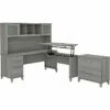 Bush Furniture Somerset 72"W 3-Position Sit To Stand L-Shaped Desk With Hutch And File Cabinet, Platinum Gray (SET016PG) 2 Bush Furniture Somerset 72"W 3-Position Sit To Stand L-Shaped Desk With Hutch And File Cabinet, Platinum Gray (SET016PG) -STAPLES Sales sp101295693 sc7