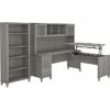 Bush Furniture Somerset 72"W 3-Position Sit To Stand L-Shaped Desk With Hutch And Bookcase, Platinum Gray (SET017PG) -STAPLES Sales sp101295744 sc7