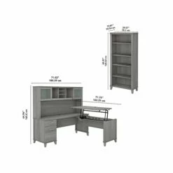 Bush Furniture Somerset 72"W 3-Position Sit To Stand L-Shaped Desk With Hutch And Bookcase, Platinum Gray (SET017PG) 11 Bush Furniture Somerset 72"W 3-Position Sit To Stand L-Shaped Desk With Hutch And Bookcase, Platinum Gray (SET017PG) -STAPLES Sales sp101295756 sc7