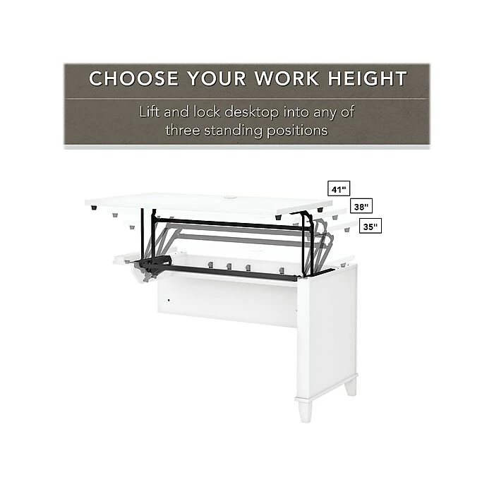 Bush Furniture Somerset 72"W 3-Position Sit To Stand L-Shaped Desk With Hutch And Bookcase, White (SET017WH) 5 Bush Furniture Somerset 72"W 3-Position Sit To Stand L-Shaped Desk With Hutch And Bookcase, White (SET017WH) - Image 3