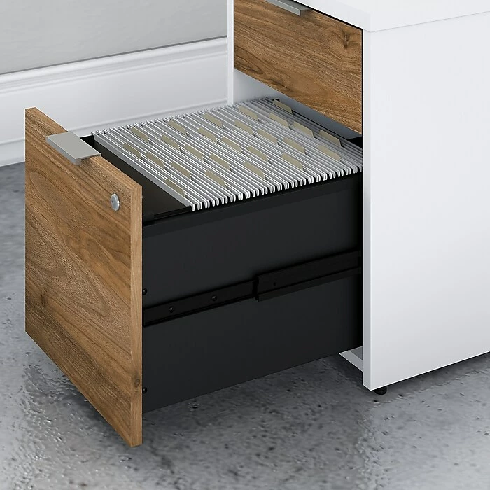 Bush Business Furniture Jamestown 2-Drawer Vertical File Cabinet, Letter/Legal, Fresh Walnut/White, 23.66" (JTF116FWWHSU) 8 Bush Business Furniture Jamestown 2-Drawer Vertical File Cabinet, Letter/Legal, Fresh Walnut/White, 23.66" (JTF116FWWHSU) - Image 6