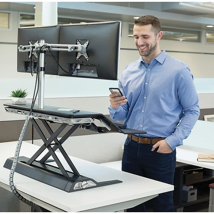 Fellowes Lotus 33" Standing Desk Converter, Black (0007901) 9 Fellowes Lotus 33" Standing Desk Converter, Black (0007901) - Image 7