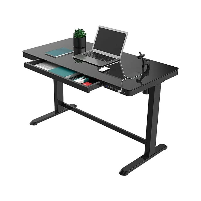 FlexiSpot 28"-48" Glass Adjustable Desk, Black (EG8B-E) 3 FlexiSpot 28"-48" Glass Adjustable Desk, Black (EG8B-E)