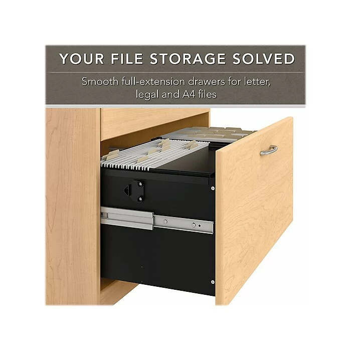 Bush Furniture Cabot 2-Drawer Lateral File Cabinet, Letter/Legal, Natural Maple, 31" (WC31680) 5 Bush Furniture Cabot 2-Drawer Lateral File Cabinet, Letter/Legal, Natural Maple, 31" (WC31680) - Image 3