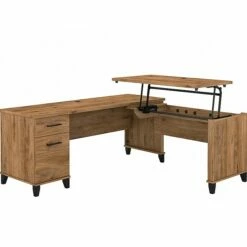 Bush Furniture Somerset 35"-41" Adjustable Desk With Return, Fresh Walnut (SET014FW)
