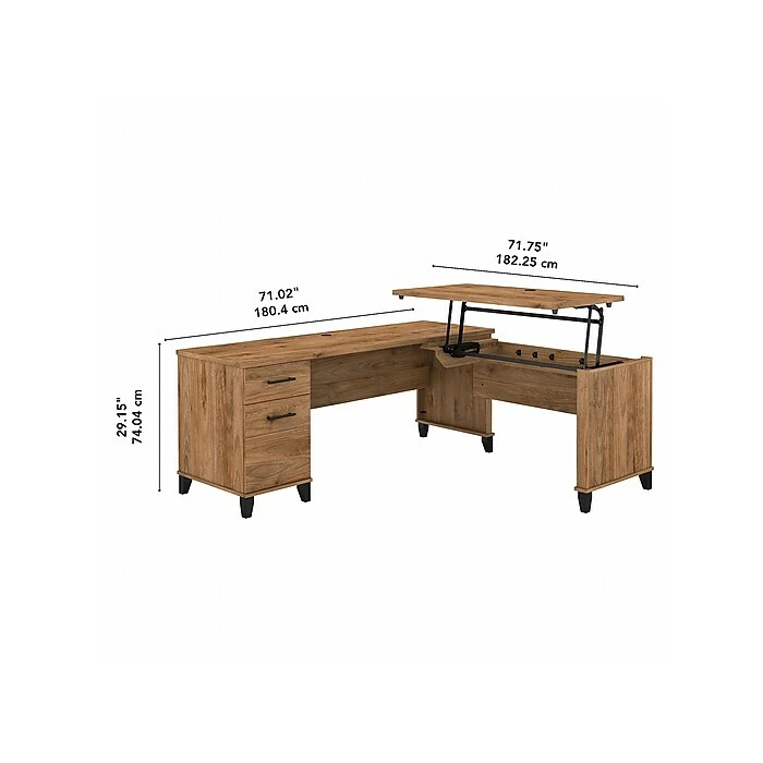 Bush Furniture Somerset 35"-41" Adjustable Desk With Return, Fresh Walnut (SET014FW) 7 Bush Furniture Somerset 35"-41" Adjustable Desk With Return, Fresh Walnut (SET014FW) - Image 5
