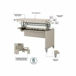 Bush Furniture Somerset Office Desk With 35"-41" Adjustable Return, Hutch, And Bookcase, Sand Oak (SET017SO) -STAPLES Sales sp108409480 sc7