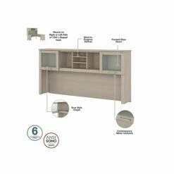 Bush Furniture Somerset Office Desk With 35"-41" Adjustable Return, Hutch, And Bookcase, Sand Oak (SET017SO) -STAPLES Sales sp108409482 sc7