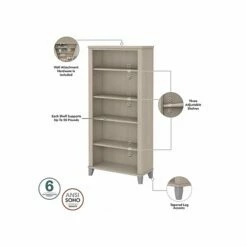 Bush Furniture Somerset Office Desk With 35"-41" Adjustable Return, Hutch, And Bookcase, Sand Oak (SET017SO) -STAPLES Sales sp108409483 sc7