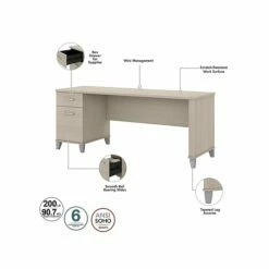 Bush Furniture Somerset 35"-41" Adjustable Desk With Return, Sand Oak (SET014SO) 12 Bush Furniture Somerset 35"-41" Adjustable Desk With Return, Sand Oak (SET014SO) -STAPLES Sales sp108409547 sc7