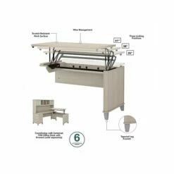 Bush Furniture Somerset 35"-41" Adjustable Desk With Return, Sand Oak (SET014SO) 13 Bush Furniture Somerset 35"-41" Adjustable Desk With Return, Sand Oak (SET014SO) -STAPLES Sales sp108409548 sc7