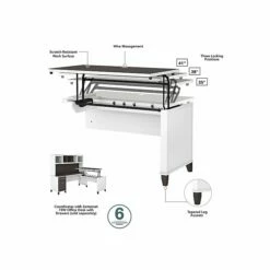Bush Furniture Somerset Office Desk With 35"-41" Adjustable Return, Hutch, And File Cabinet, Storm Gray/White (SET016SGWH) -STAPLES Sales sp108409570 sc7