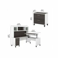 Bush Furniture Somerset Office Desk With 35"-41" Adjustable Return, Hutch, And File Cabinet, Storm Gray/White (SET016SGWH) -STAPLES Sales sp108409571 sc7