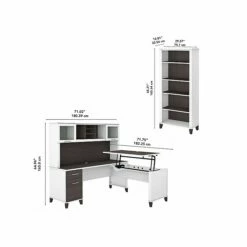 Bush Furniture Somerset Office Desk With 35"-41" Adjustable Return, Hutch, And Bookcase, Storm Gray/White (SET017SGWH) -STAPLES Sales sp108409579 sc7