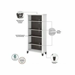 Bush Furniture Somerset Office Desk With 35"-41" Adjustable Return, Hutch, And Bookcase, Storm Gray/White (SET017SGWH) -STAPLES Sales sp108409581 sc7