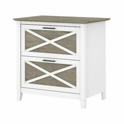 Bush Furniture Key West 2-Drawer Lateral File Cabinet, Letter/Legal, Shiplap Gray/Pure White, 30" (KWF130G2W-03)