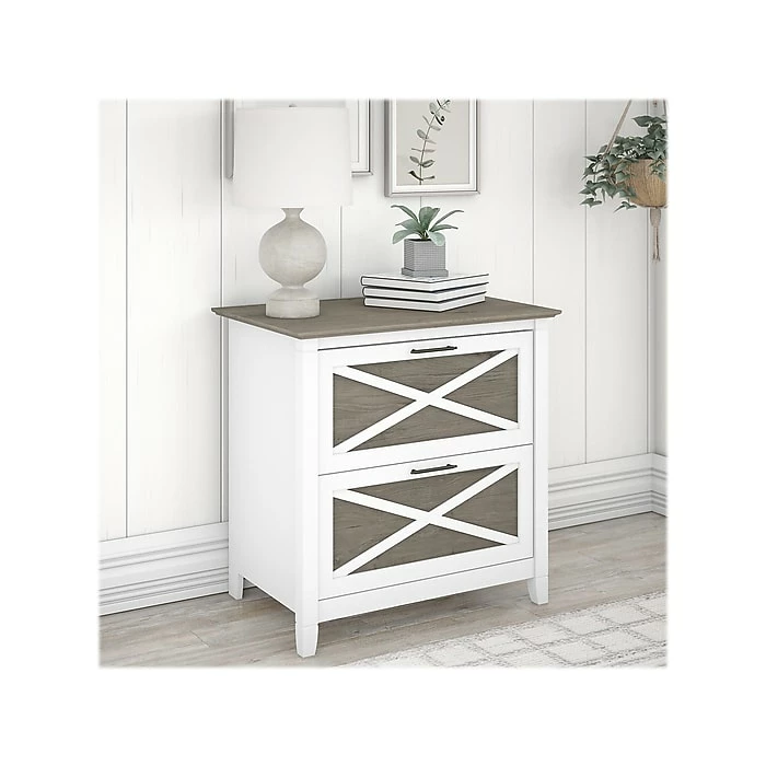 Bush Furniture Key West 2-Drawer Lateral File Cabinet, Letter/Legal, Shiplap Gray/Pure White, 30" (KWF130G2W-03) 4 Bush Furniture Key West 2-Drawer Lateral File Cabinet, Letter/Legal, Shiplap Gray/Pure White, 30" (KWF130G2W-03) - Image 2