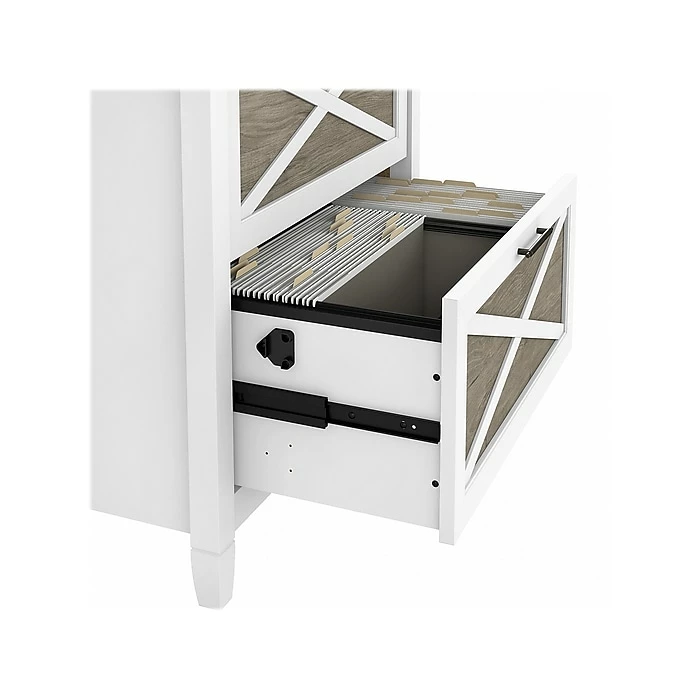 Bush Furniture Key West 2-Drawer Lateral File Cabinet, Letter/Legal, Shiplap Gray/Pure White, 30" (KWF130G2W-03) 6 Bush Furniture Key West 2-Drawer Lateral File Cabinet, Letter/Legal, Shiplap Gray/Pure White, 30" (KWF130G2W-03) - Image 4