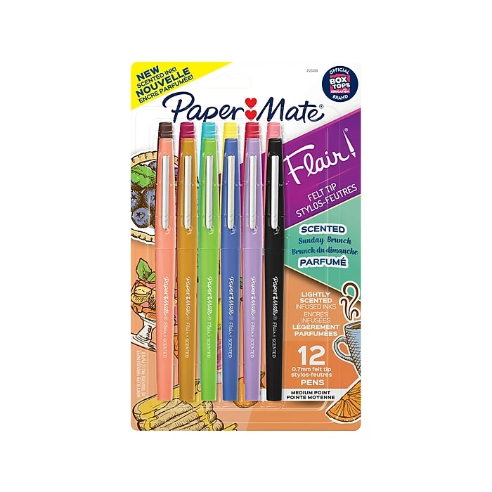 Paper Mate Sunday Brunch Scented Flair Pen, Medium Point, Assorted Ink, Dozen (2125359) 3 Paper Mate Sunday Brunch Scented Flair Pen, Medium Point, Assorted Ink, Dozen (2125359)