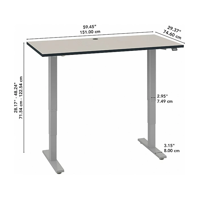 Bush Business Furniture Move 40 Series 28"-48" Adjustable Standing Desk, White Spectrum/Cool Gray Metallic (M4S6030WPSK) 7 Bush Business Furniture Move 40 Series 28"-48" Adjustable Standing Desk, White Spectrum/Cool Gray Metallic (M4S6030WPSK) - Image 5