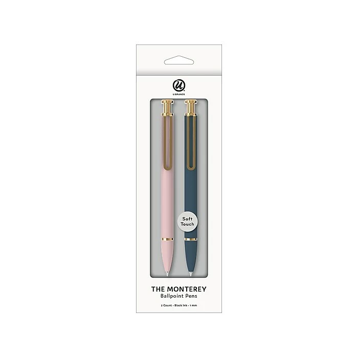 U Brands The Monterey Retractable Ballpoint Pens, Black Ink, 2/Pack (3962U04-24) 3 U Brands The Monterey Retractable Ballpoint Pens, Black Ink, 2/Pack (3962U04-24)