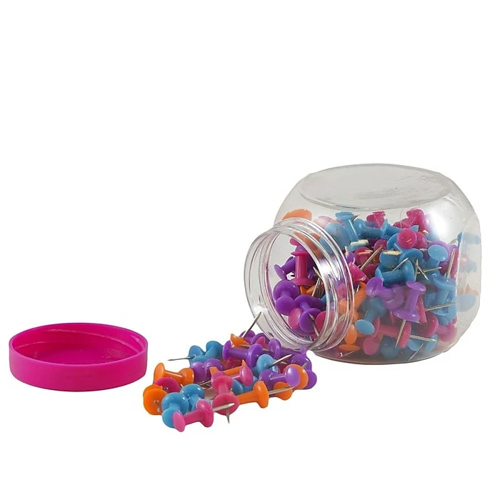 JAM Paper Push Pins, Assorted Colors, 150/Jar, 2 Jars/Pack (22433543a) 4 JAM Paper Push Pins, Assorted Colors, 150/Jar, 2 Jars/Pack (22433543a) - Image 2