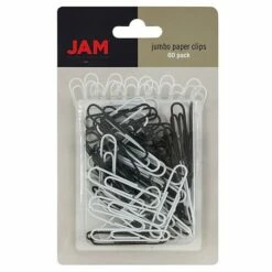 JAM Paper® Colored Jumbo Paper Clips, Large 2 Inch, Assorted Black/White Paperclips, 60/Pack (352333545)