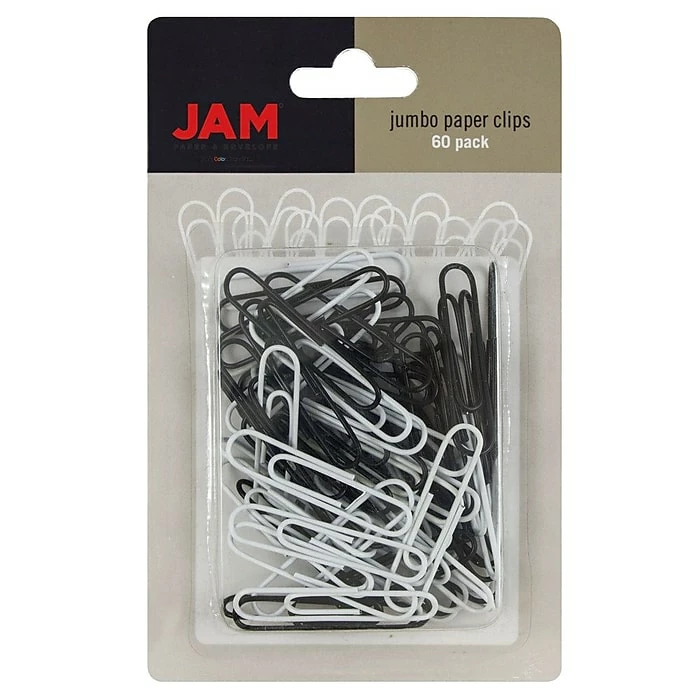 JAM Paper® Colored Jumbo Paper Clips, Large 2 Inch, Assorted Black/White Paperclips, 60/Pack (352333545) 3 JAM Paper® Colored Jumbo Paper Clips, Large 2 Inch, Assorted Black/White Paperclips, 60/Pack (352333545)