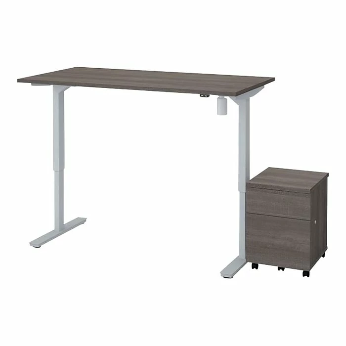 Bestar Universel 28"-45" Adjustable Standing Desk With Mobile Pedestal, Bark Gray (65872-47) 3 Bestar Universel 28"-45" Adjustable Standing Desk With Mobile Pedestal, Bark Gray (65872-47)