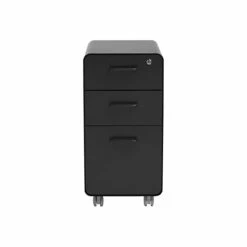 Poppin The Sort-It-Out 3-Drawer Vertical File Cabinet, Locking, Letter/Legal, Black, 20" (104741)