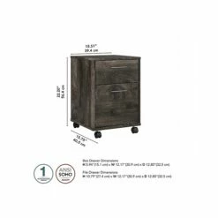 Bush Furniture Key West 2-Drawer Mobile File Cabinet, Letter/Legal, Dark Gray Hickory, 16" (KWF116GH-03) -STAPLES Sales sp123622164 sc7