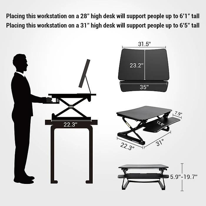 FlexiSpot 35" Sit-Stand Desk Converter, Black (M2B) 6 FlexiSpot 35" Sit-Stand Desk Converter, Black (M2B) - Image 4