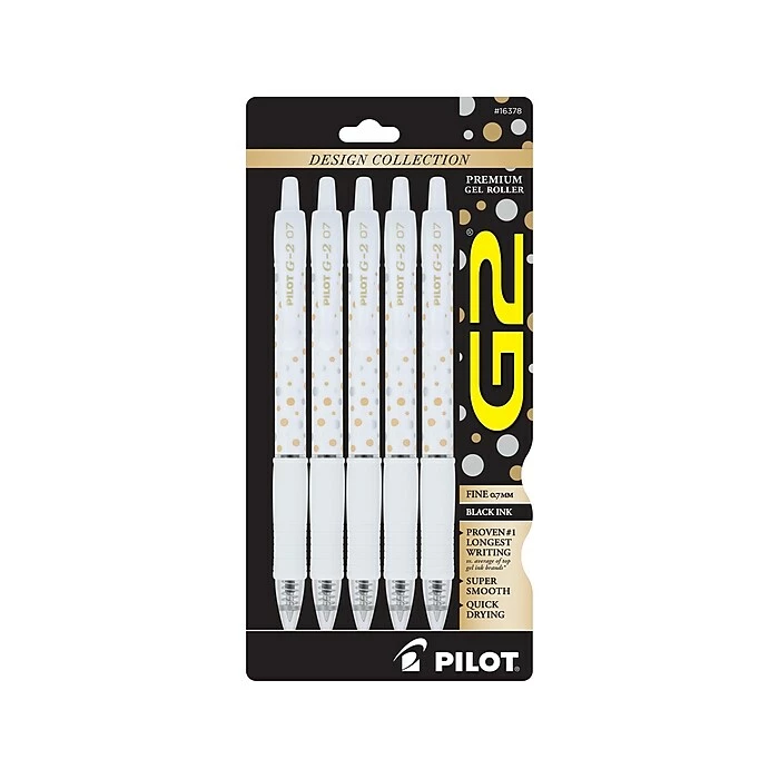 Pilot G-2 Design Collection Retractable Rollerball Pen, Fine Point, Black Ink, 5/Pack (GDCC5BLKF) 3 Pilot G-2 Design Collection Retractable Rollerball Pen, Fine Point, Black Ink, 5/Pack (GDCC5BLKF)