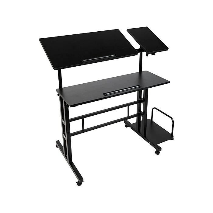 Mind Reader 30" - 44" Particle Board Adjustable Desk, Black (SDROLLXL-BLK) 3 Mind Reader 30" - 44" Particle Board Adjustable Desk, Black (SDROLLXL-BLK)
