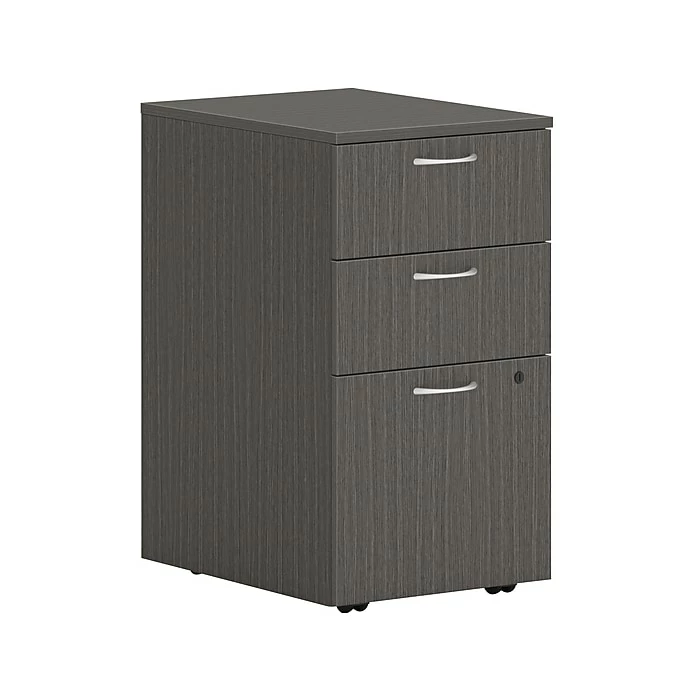 HON Mod 3-Drawer Vertical File Cabinet, Mobile Pedestal, Letter/Legal, Slate Teak, 20" (HLPLPMBBF.LSL1) 3 HON Mod 3-Drawer Vertical File Cabinet, Mobile Pedestal, Letter/Legal, Slate Teak, 20" (HLPLPMBBF.LSL1)