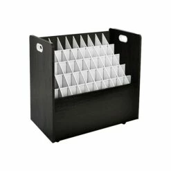 AdirOffice 50-Slot Roll File Cabinet, Mobile, Specialty, Black, 15.5" (626-BLK)