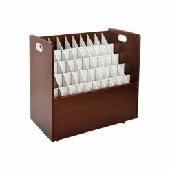 AdirOffice 50-Slot Roll File Cabinet, Mobile, Specialty, Mahogany, 15.5" (626-MA)