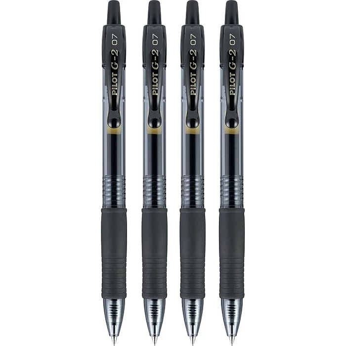 Pilot G2 Retractable Gel Pens, Fine Point, Black Ink, 4/Pack (31057) 4 Pilot G2 Retractable Gel Pens, Fine Point, Black Ink, 4/Pack (31057) - Image 2
