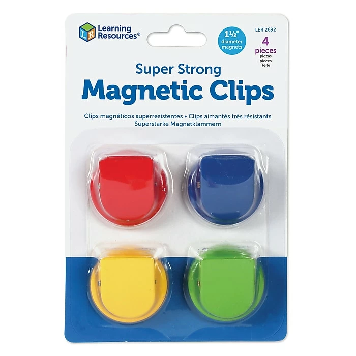 Learning Resources Super Strong Magnetic Clips, 1.5", Assorted Colors, 4 Per Pack, 2 Packs (LER2692-2) 4 Learning Resources Super Strong Magnetic Clips, 1.5", Assorted Colors, 4 Per Pack, 2 Packs (LER2692-2) - Image 2