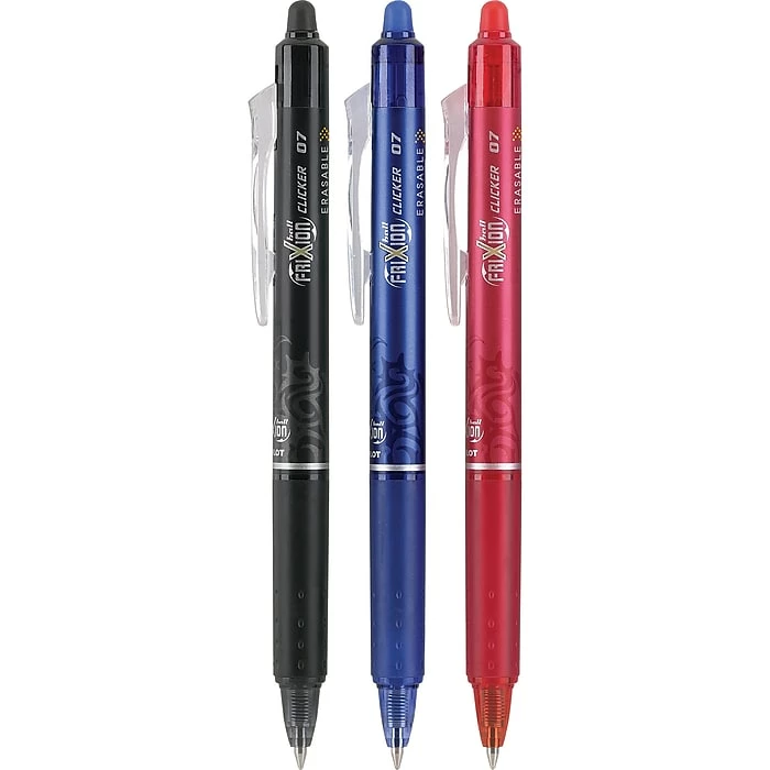Pilot FriXion Ball Clicker Erasable Gel Pens, Fine Point, Assorted Ink, 3/Pack (31467) 4 Pilot FriXion Ball Clicker Erasable Gel Pens, Fine Point, Assorted Ink, 3/Pack (31467) - Image 2