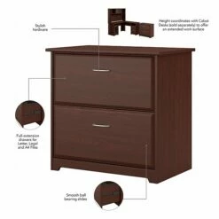 Bush Furniture Cabot 36"-42"H 3 Position Sit To Stand Corner Bookshelf Desk With Lateral File Cabinet, Harvest Cherry(CAB056HVC) 12 Bush Furniture Cabot 36"-42"H 3 Position Sit To Stand Corner Bookshelf Desk With Lateral File Cabinet, Harvest Cherry(CAB056HVC) -STAPLES Sales sp134252507 sc7