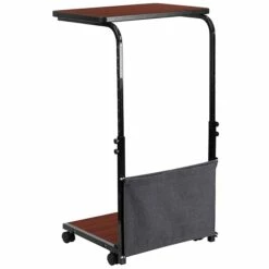 Flash Mobile Sit-Down/Stand-Up Computer Desk W/Removable Pouch, Adjust From 27'' To 46.5'', Mahogany 13 Flash Mobile Sit-Down/Stand-Up Computer Desk W/Removable Pouch, Adjust From 27'' To 46.5'', Mahogany -STAPLES Sales sp134781392 sc7