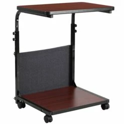 Flash Mobile Sit-Down/Stand-Up Computer Desk W/Removable Pouch, Adjust From 27'' To 46.5'', Mahogany 14 Flash Mobile Sit-Down/Stand-Up Computer Desk W/Removable Pouch, Adjust From 27'' To 46.5'', Mahogany -STAPLES Sales sp134781393 sc7