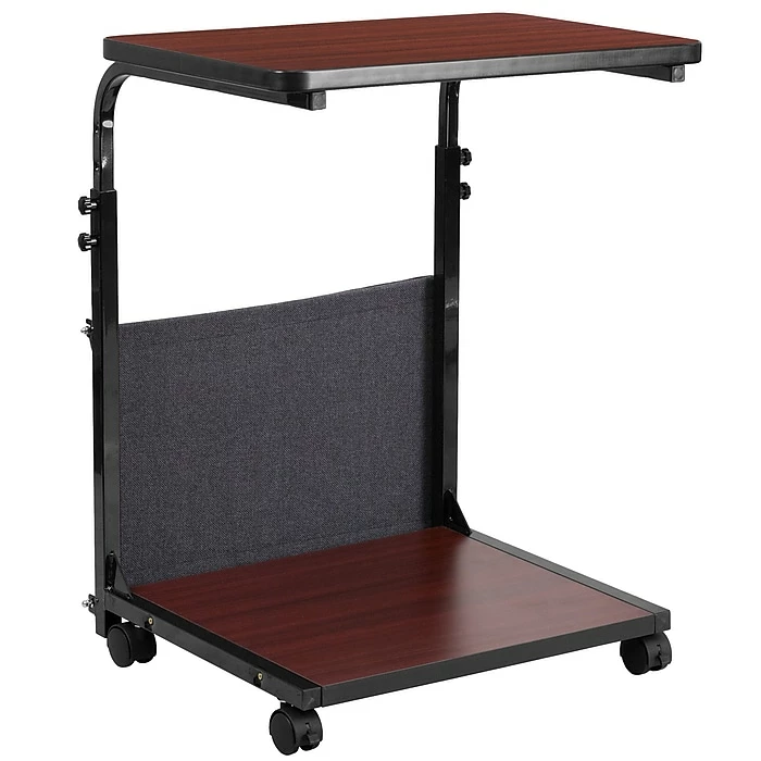 Flash Mobile Sit-Down/Stand-Up Computer Desk W/Removable Pouch, Adjust From 27'' To 46.5'', Mahogany 8 Flash Mobile Sit-Down/Stand-Up Computer Desk W/Removable Pouch, Adjust From 27'' To 46.5'', Mahogany - Image 6