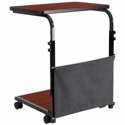 Flash Mobile Sit-Down/Stand-Up Computer Desk W/Removable Pouch, Adjust From 27'' To 46.5'', Mahogany 15 Flash Mobile Sit-Down/Stand-Up Computer Desk W/Removable Pouch, Adjust From 27'' To 46.5'', Mahogany -STAPLES Sales sp134781397 sc7