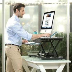 VersaDesk PowerPro 40"W Electric Sit To Stand Desktop Converter With Keyboard Tray & USB Port, Black (SP7644024-00-01) 13 VersaDesk PowerPro 40"W Electric Sit To Stand Desktop Converter With Keyboard Tray & USB Port, Black (SP7644024-00-01) -STAPLES Sales sp135451786 sc7 1