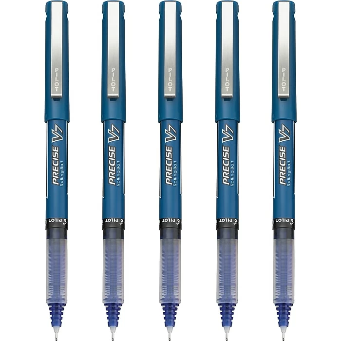 Pilot Precise V7 Rollerball Pens, Fine Point, Blue Ink, 5/Pack (26021) 4 Pilot Precise V7 Rollerball Pens, Fine Point, Blue Ink, 5/Pack (26021) - Image 2