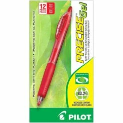 Pilot Precise Gel BeGreen Retractable Gel Pens, Fine Point, Red Ink, Dozen (15003)