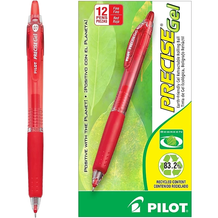 Pilot Precise Gel BeGreen Retractable Gel Pens, Fine Point, Red Ink, Dozen (15003) 5 Pilot Precise Gel BeGreen Retractable Gel Pens, Fine Point, Red Ink, Dozen (15003) - Image 3